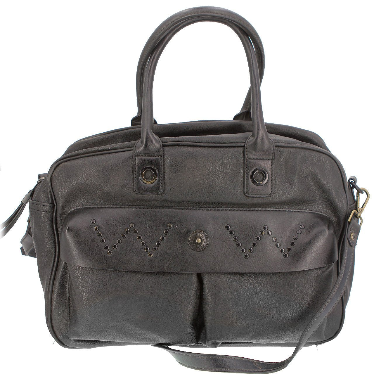 Vintage Handtasche Schwarz mit aufgesetzten Tachen - AXON