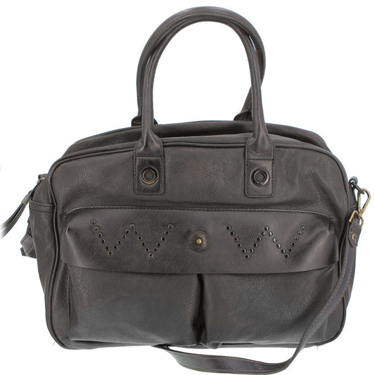 Vintage Handtasche Schwarz mit aufgesetzten Tachen - AXON