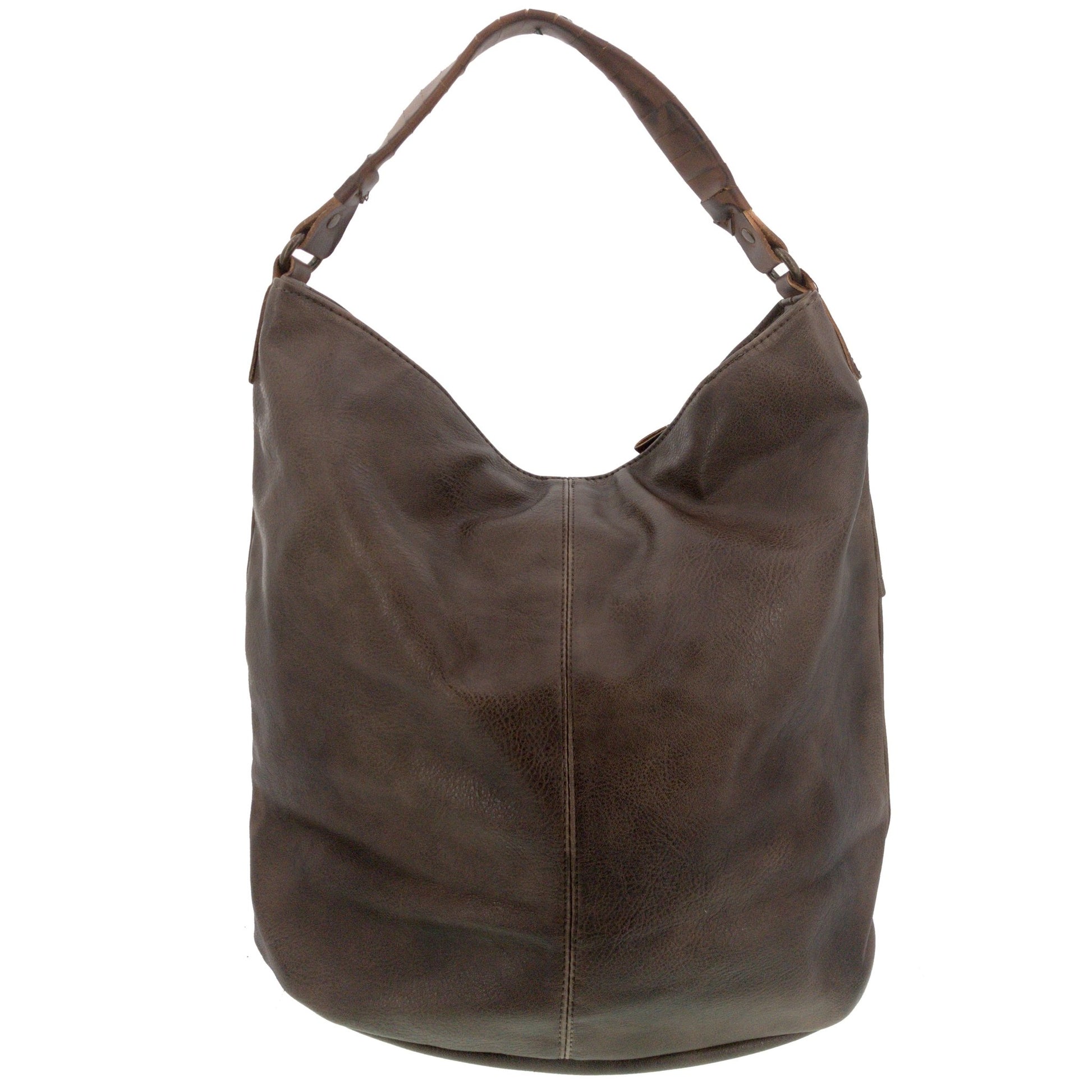 Vintage Schultertasche Beutel mit Nieten Braun - AXON