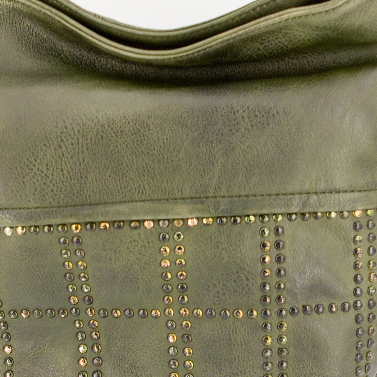 Vintage Schultertasche Beutel mit Nieten Grün - AXON