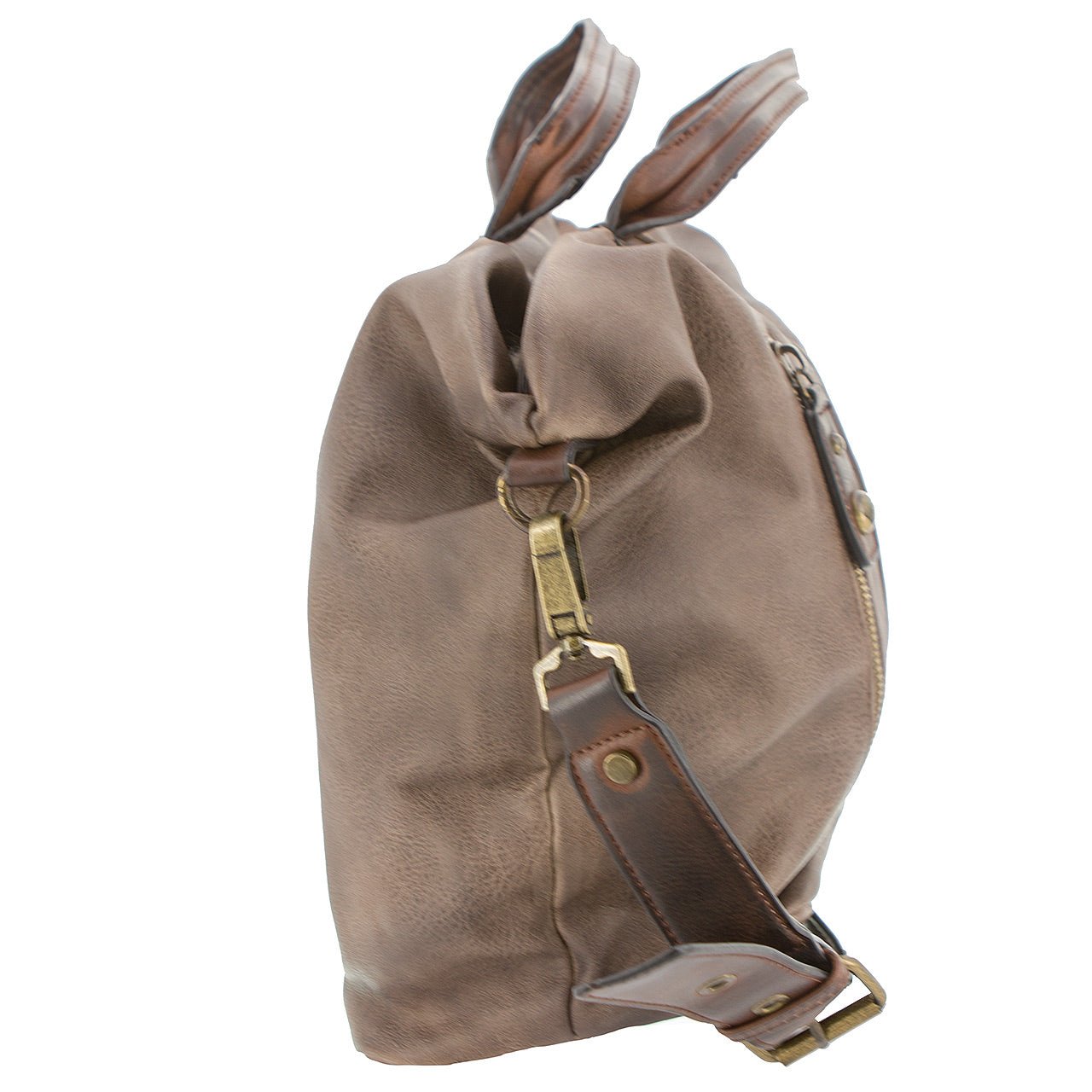 Vintage Shoppertasche mit aufgesetztem Reißverschluß Braun - AXON