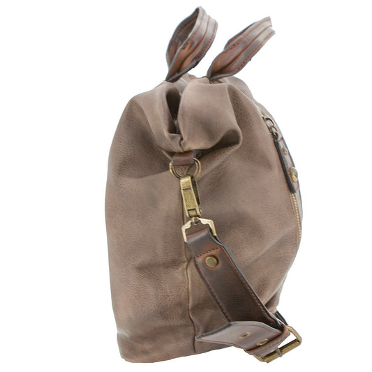 Vintage Shoppertasche mit aufgesetztem Reißverschluß Braun - AXON