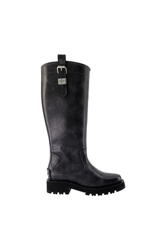 Vintage Studs Stiefel - Ganni - Leder - Grau - AXON