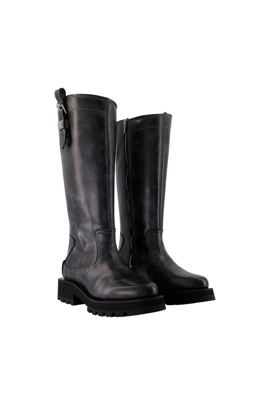 Vintage Studs Stiefel - Ganni - Leder - Grau - AXON