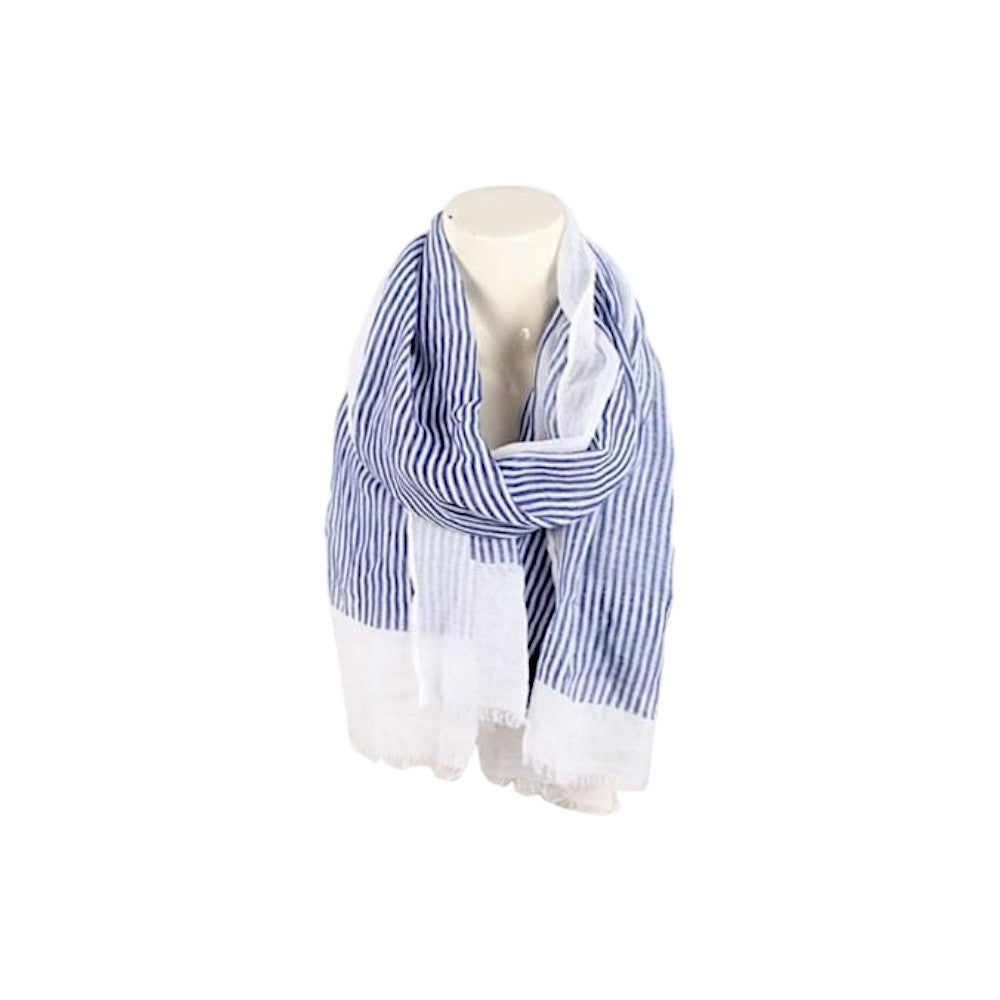 Sommer Damen Schal » Maritime Streifen » leichter Sommerschal 180 x 70 cm » Halstuch mit blauen Streifen » Damenschal weich & dünn