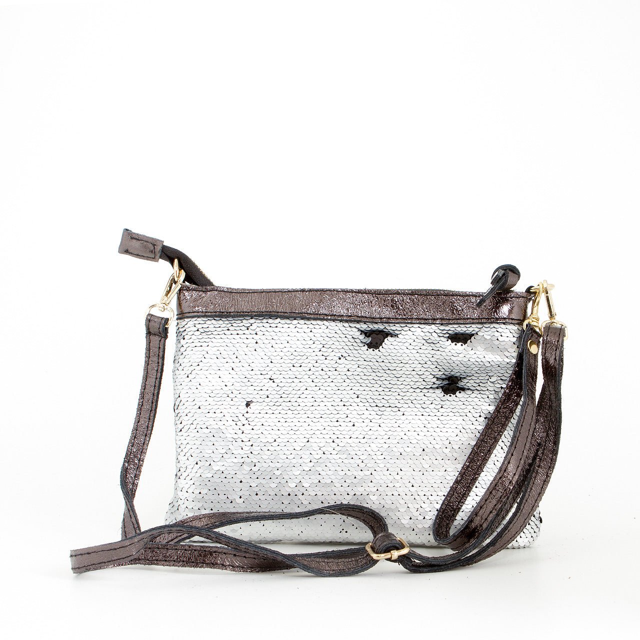 Wende Pailletten Mäppchen Clutch Silber - AXON