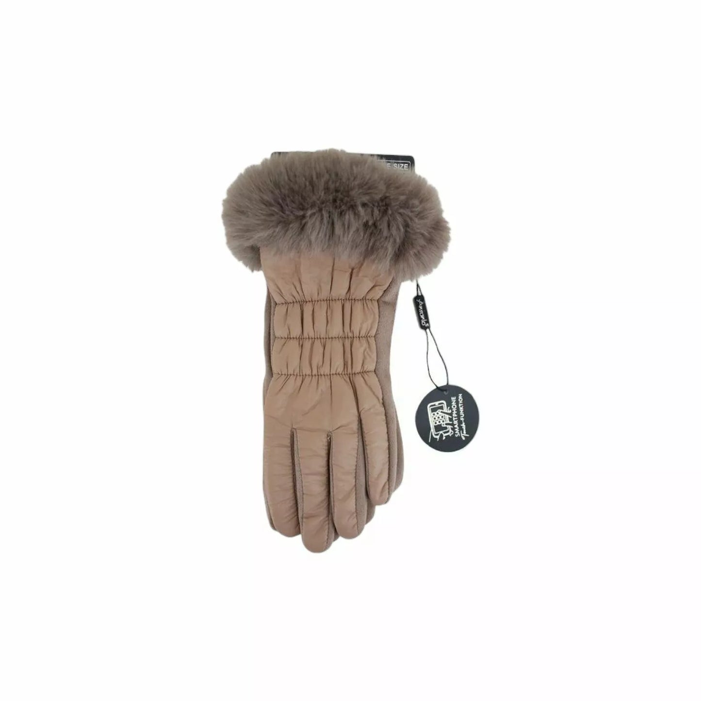 Winter Damen Handschuhe » Nylon Fingerhandschuhe Suede » Winterhandschuhe mit Kunstfell | Damenhandschuhe