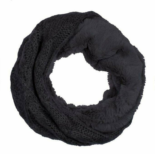 Winter Damen Loop Schal » Loopschal mit Wendemöglichkeit » Strickschal mit Fell » Damenschal warm und flauschig
