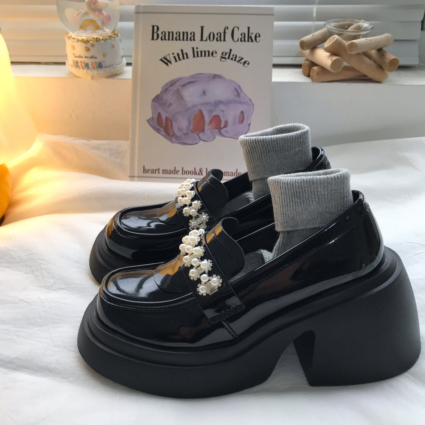 Women With Thick High Heels And Lace Up Small Leather Shoes - AXON