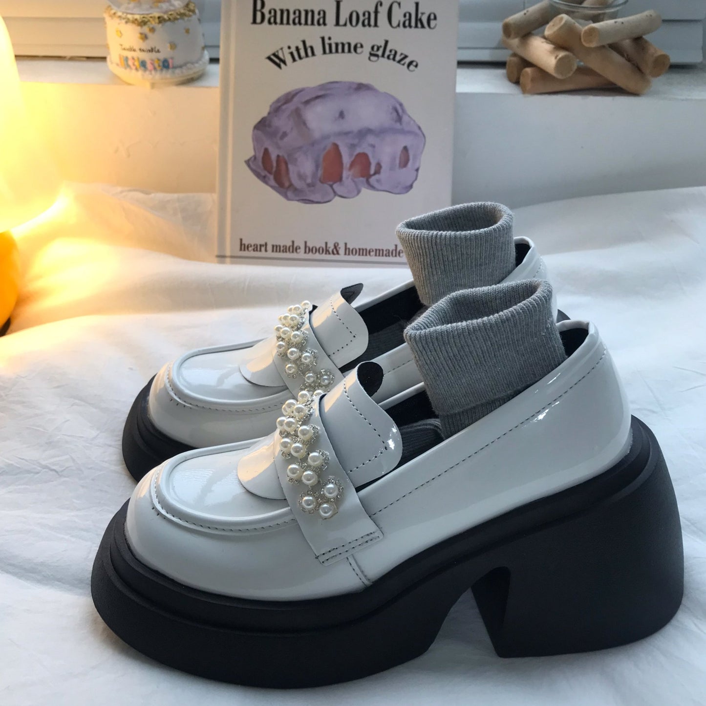 Women With Thick High Heels And Lace Up Small Leather Shoes - AXON