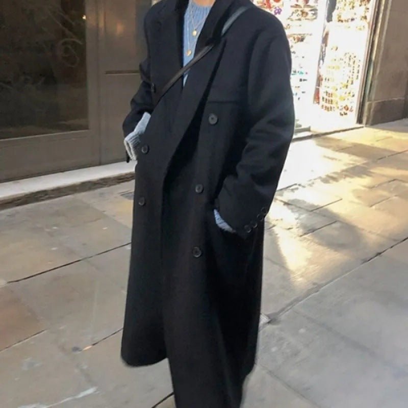 Women's Gray Woolen Plump Girls Loose All - match Coat - AXON