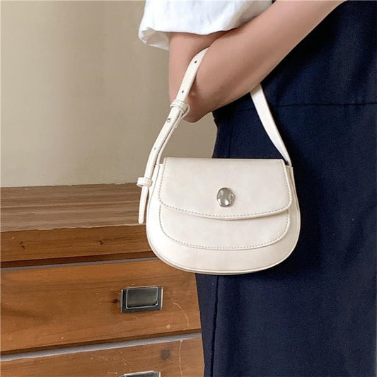 Women's Solid Color Simple Flap Messenger Bag - AXON