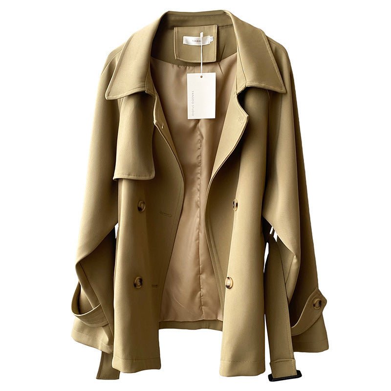 Women's Spring Short Trench Coat Casual Belt Coat - AXON