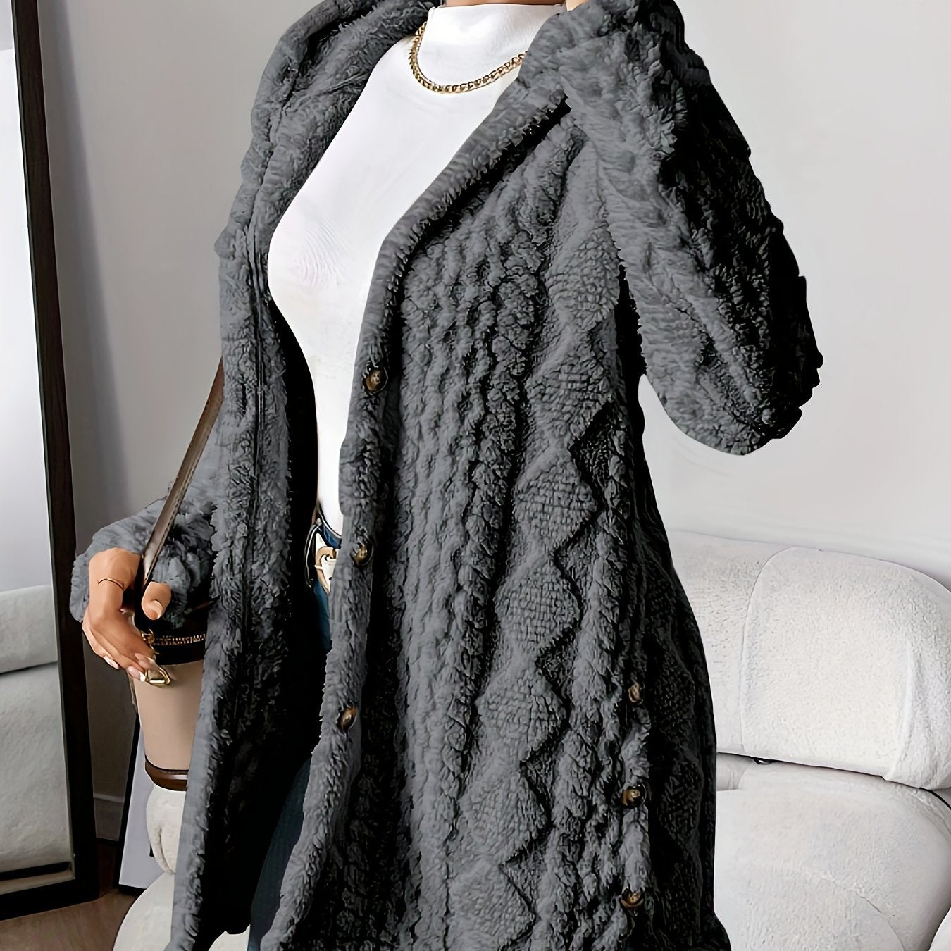 Women's Winter Long Hooded Cardigan Coat - AXON