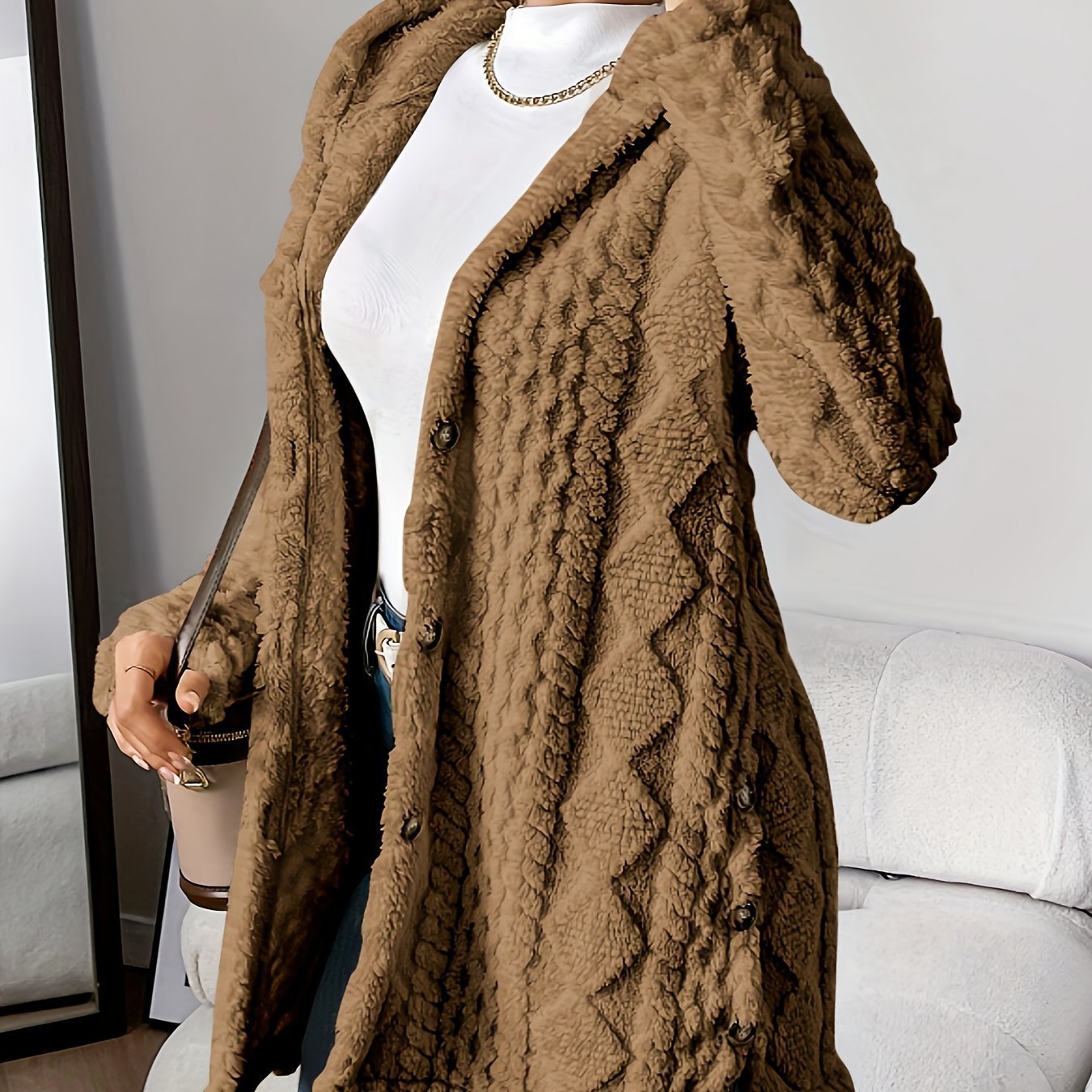 Women's Winter Long Hooded Cardigan Coat - AXON