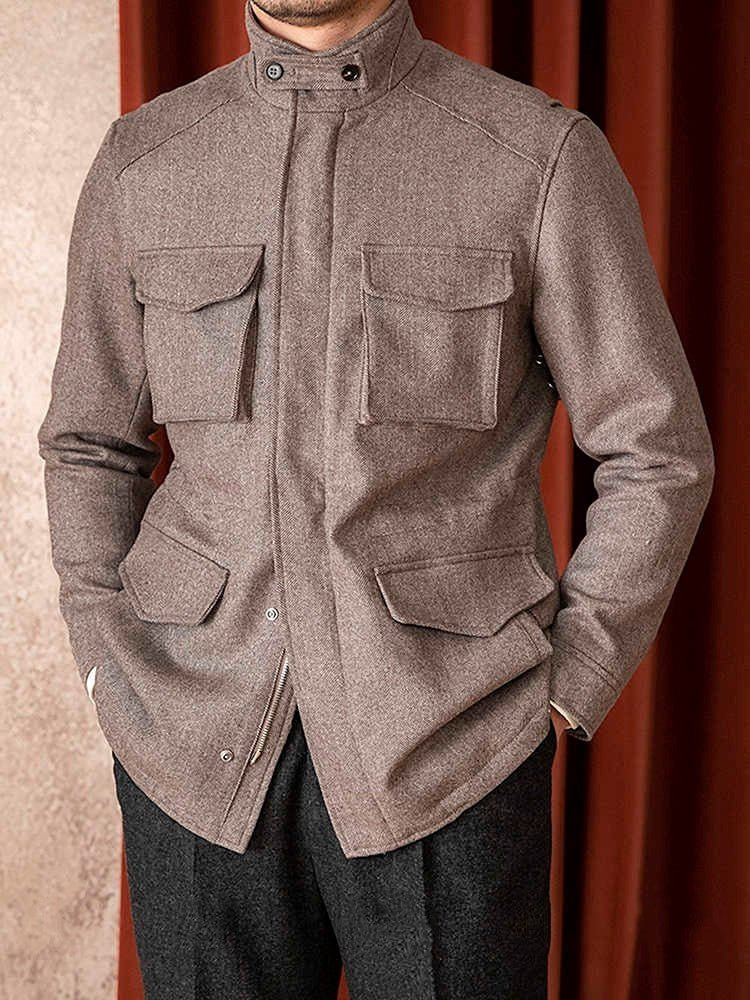 Wool Safari Jacket Jacket Casual Slim Jacket Men - AXON