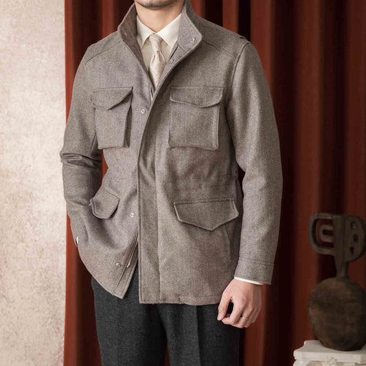 Wool Safari Jacket Jacket Casual Slim Jacket Men - AXON