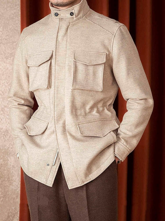 Wool Safari Jacket Jacket Casual Slim Jacket Men - AXON